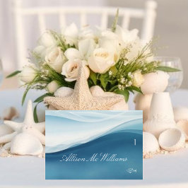 Wedding Place Cards Fish Icon-Serene Blue Tischnummer