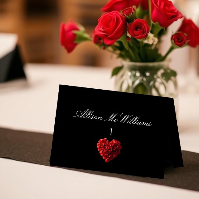 Wedding Place cards--Heart Shaped Red Roses Tischnummer (Wedding Place Cards Red Roses)