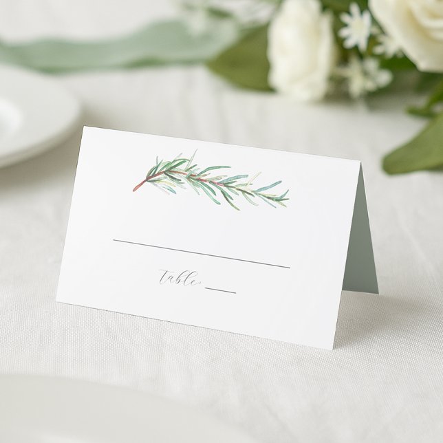 Wedding Place Cards Watercolor Rosemary Platzkarte (wedding place cards designed with watercolor rosemary perfect for a micro wedding theme)