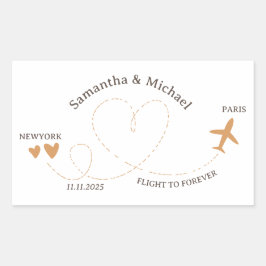 Wedding Plane Flight Travel Lover Rechteckiger Aufkleber