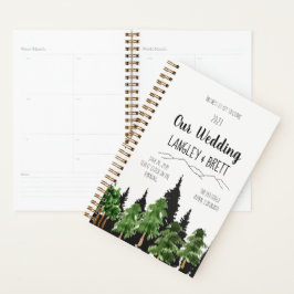 Wedding planner d'aquarelle de forêt rustique
