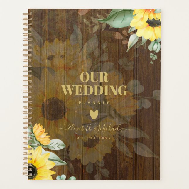 Wedding planner de tournesol rustique personnalisé (Devant)