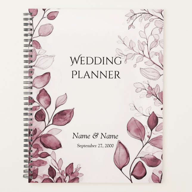 Wedding planner Feuille rouge moderne (Devant)