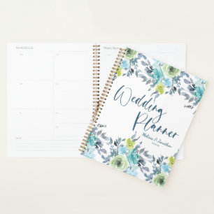 Wedding planner floral bleu clair jaune vert