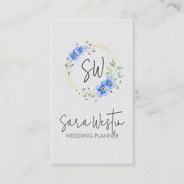 Wedding Planner Flower Floral Monogram Business Ca Visitenkarte (Vorderseite)