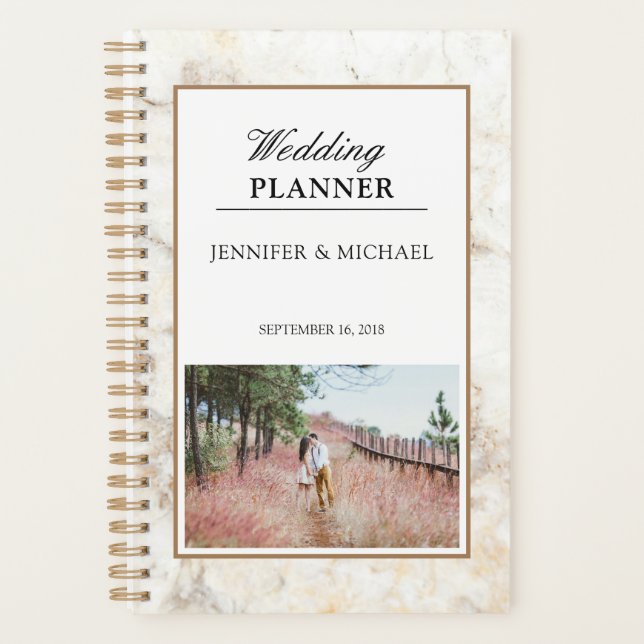 Wedding planner photo élégant en marbre blanc (Devant)