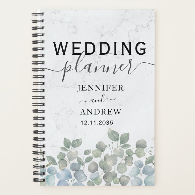 Wedding planner vert moderne Eucalyptus Sage (Devant)