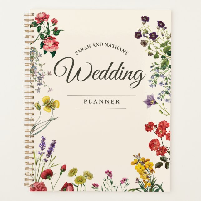 Wedding planner vintage de fleurs botaniques (Devant)
