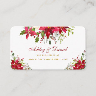 Wedding Poinsettia Floral Gold Red Registry Begleitkarte