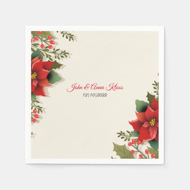 Wedding Poinsettia Serviette (Vorderseite)