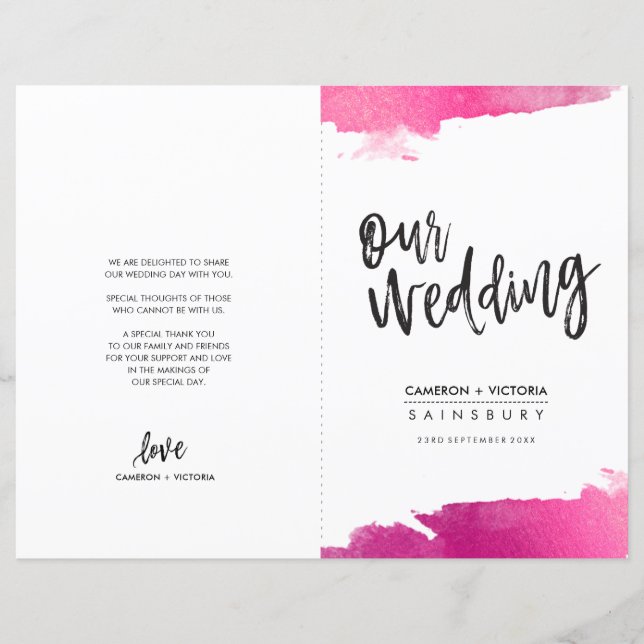 WEDDING PROGRAM Bürste luxuriös vergoldet pink (Vorderseite)