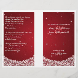 Wedding Program Star Sparkle Red