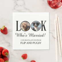 Wedding Reception Napkins with Dog or Pets Photo