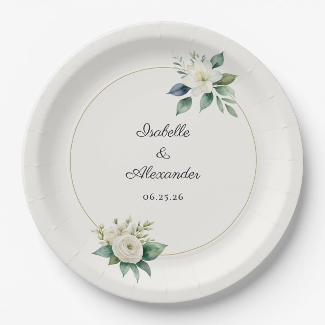 Wedding Reception Newlyweds Names and Date Pappteller (Vorderseite)