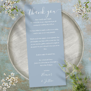Wedding Reception Thank You Dusty Blue Place Card Menükarte