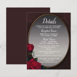 Wedding Red Blush Floral Silver Gray Mirror Detail Begleitkarte