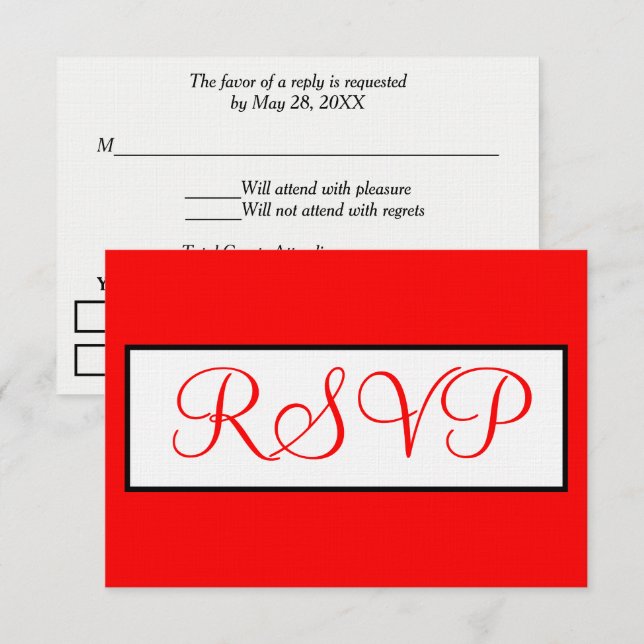 Wedding Red White UAWG RSVP Karte (Vorne/Hinten)
