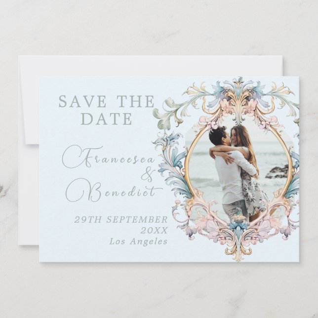 Wedding Regency Monogram Elegant Save the Date (Vorderseite)