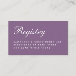 Wedding Registry Dusty Lila einfaches Skript Begleitkarte