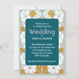 Wedding Retro Blume Groovy 70er Boho Einladung