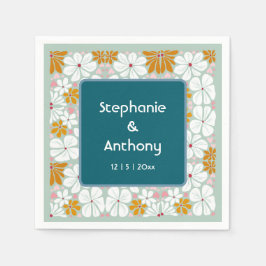 Wedding Retro Blume Groovy 70er Boho Serviette