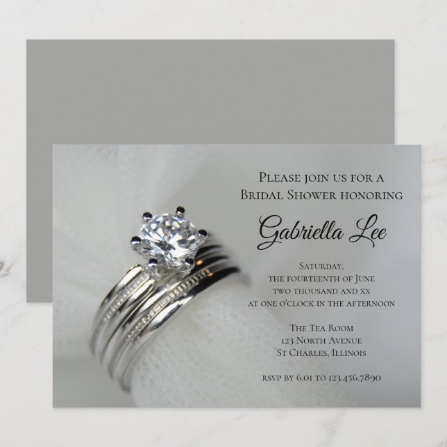 Wedding Rings Brautparty Einladung (Vorne/Hinten)