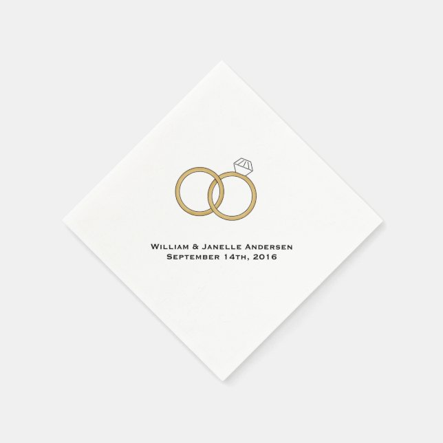 Wedding Rings Personalisiert Paper Napkins Serviette (Ecke)