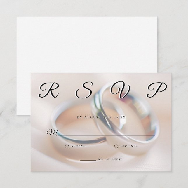 Wedding Rings Simple Elegant Minimalist RSVP Card  (Vorne/Hinten)