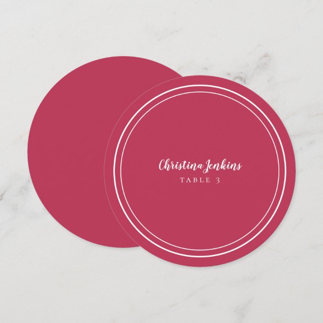Wedding Round Custom Guest Magenta Red Platzkarte (Vorne/Hinten)