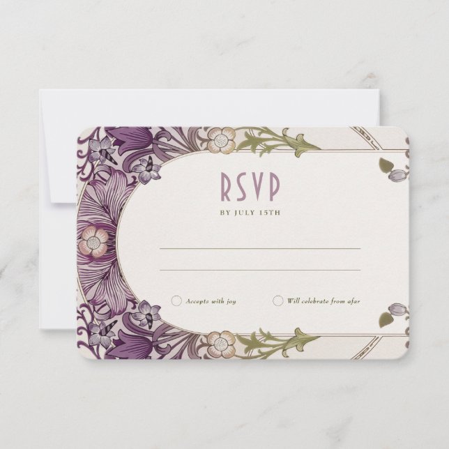 Wedding RSVP Art Nouveau William Morris Lavender I Einladung (Vorderseite)
