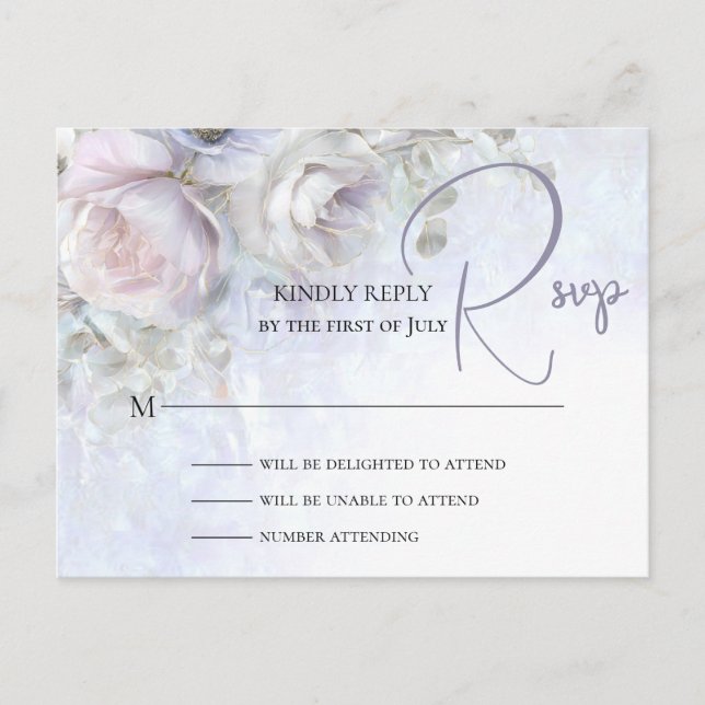 WEDDING RSVP CARD | Pastel Peonies  Postkarte (Vorderseite)