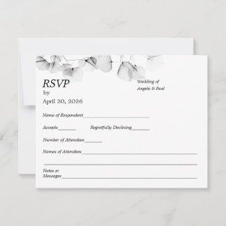 Wedding RSVP Card Soft Leaf Leaves  Karte