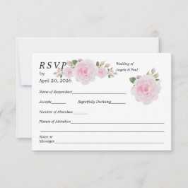 Wedding RSVP Card Soft Pink Roses  Karte