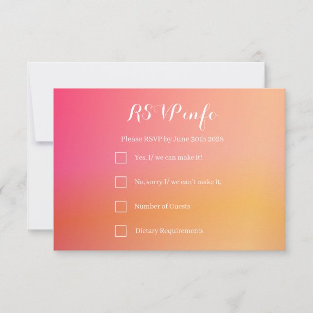 Wedding RSVP Elegant Orange Peach Ombre (Vorderseite)
