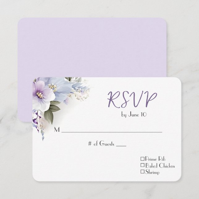 Wedding RSVP Floral Bouquet Karte (Vorne/Hinten)