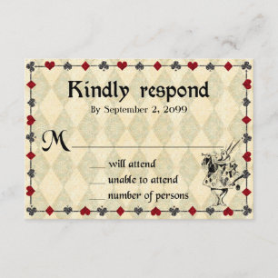 Wedding RSVP Kindly Respond,Alice im Wunderland