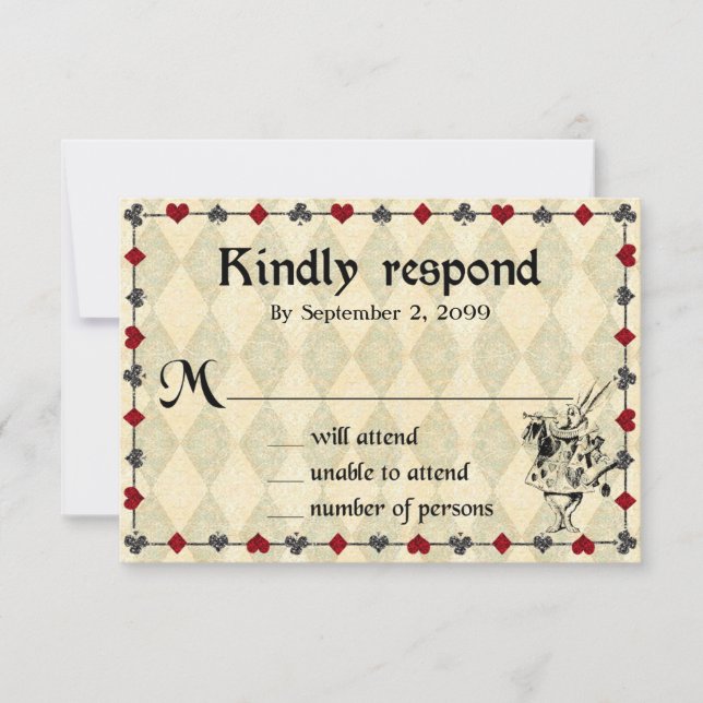 Wedding RSVP Kindly Respond,Alice im Wunderland Karte (Vorderseite)