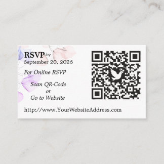 Wedding RSVP QR Code Enclosure Card Leaf Design Begleitkarte