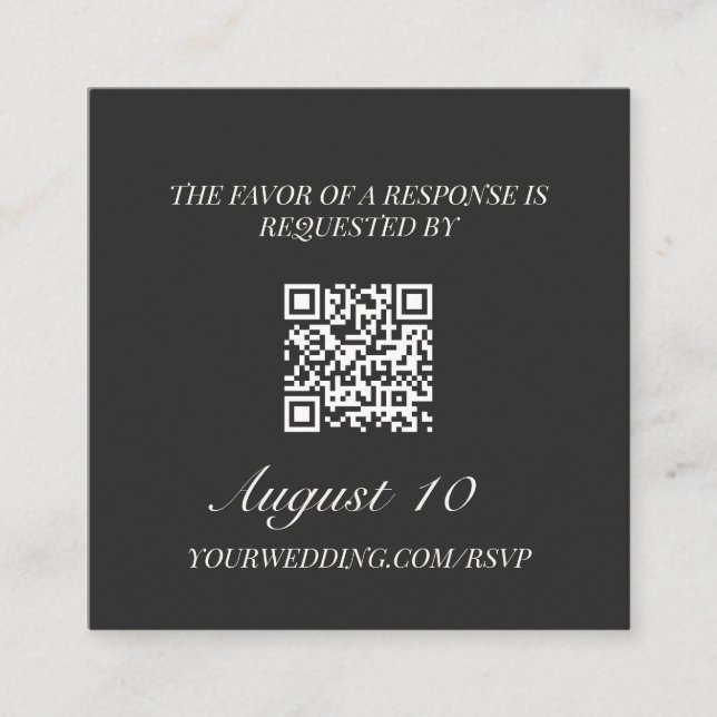 Wedding RSVP QR Code Illustrated Locket Monogram Begleitkarte (Vorderseite)