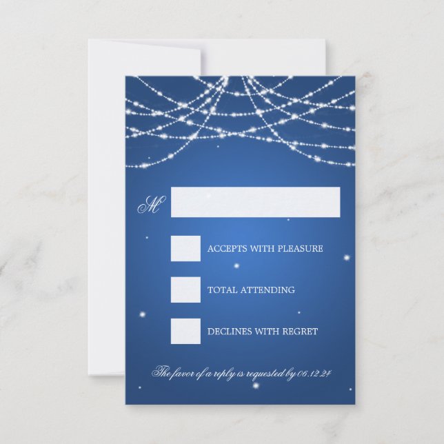 Wedding RSVP Sparkling String Blue (Vorderseite)