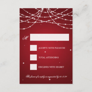 Wedding RSVP Sparkling String Red Karte
