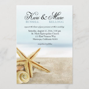 Wedding Sandy-StrandStarfishSeashells Einladung