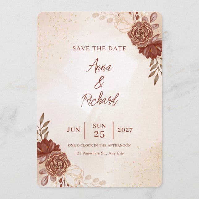 Wedding Save the Date Card | Elegant Botanical  Einladung (Vorderseite)