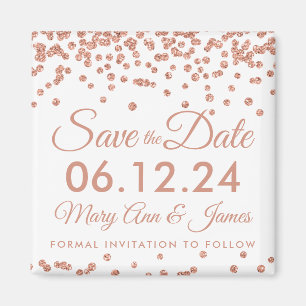 Wedding Save the Date Rosen-GoldGlitzerConfetti Magnet