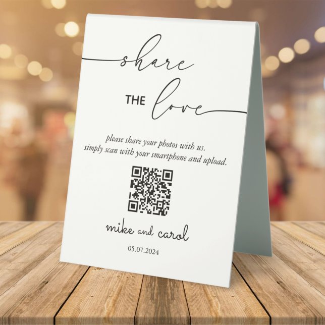 Wedding Share the Liebe Foto Share QR Code Pedesta Tischaufsteller (Von Creator hochgeladen)