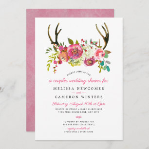 Wedding shower de couples, invitation floral rose