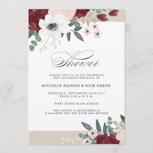 Wedding shower de fleurs romantiques Invitation