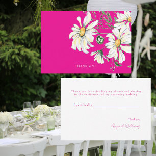 Wedding shower Merci de marguerites blanches roses