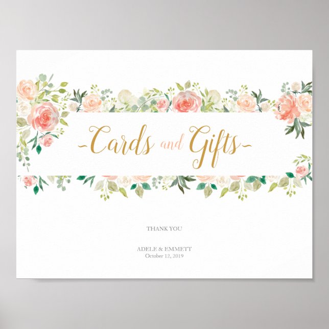 Wedding Sign Cards and Gifts | Blush Roses Poster (Vorne)