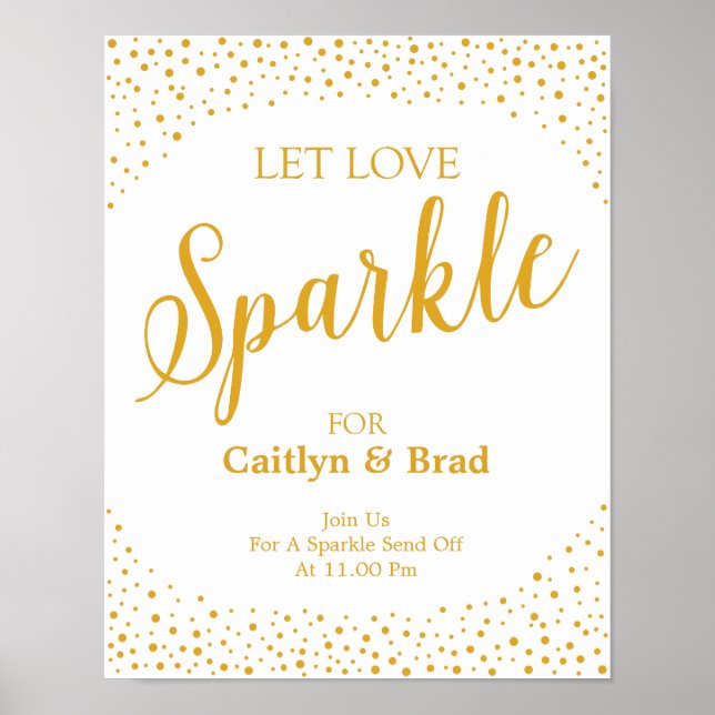 Wedding Sign - Gelassen Liebe Sparkle Confetti Zei Poster (Vorne)